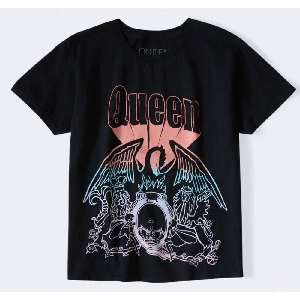 Queen T Shirt Women's S Black Pastel Logo NEW